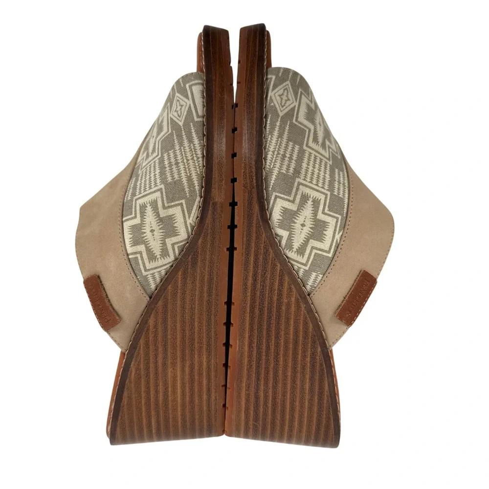 Pendleton Sandals Slip On Wedge Womens 8 Leather‎ Aztec Boho Southwestern